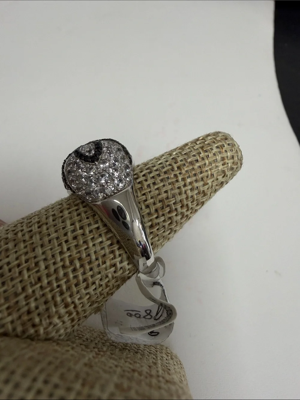 Sterling Silver Black Spinel and Cubic zirconia Dome Ring